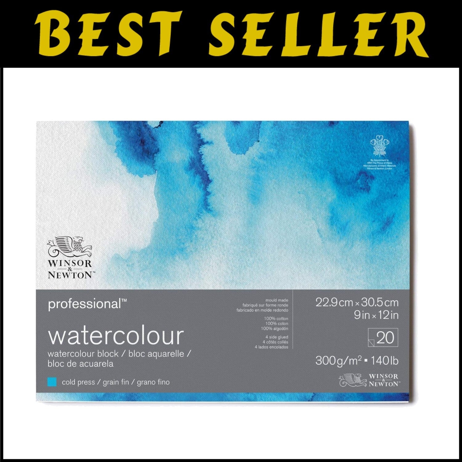 Resilient Watercolor Paper Block, 20 Sheets 9" x 12" - Ideal for Artists