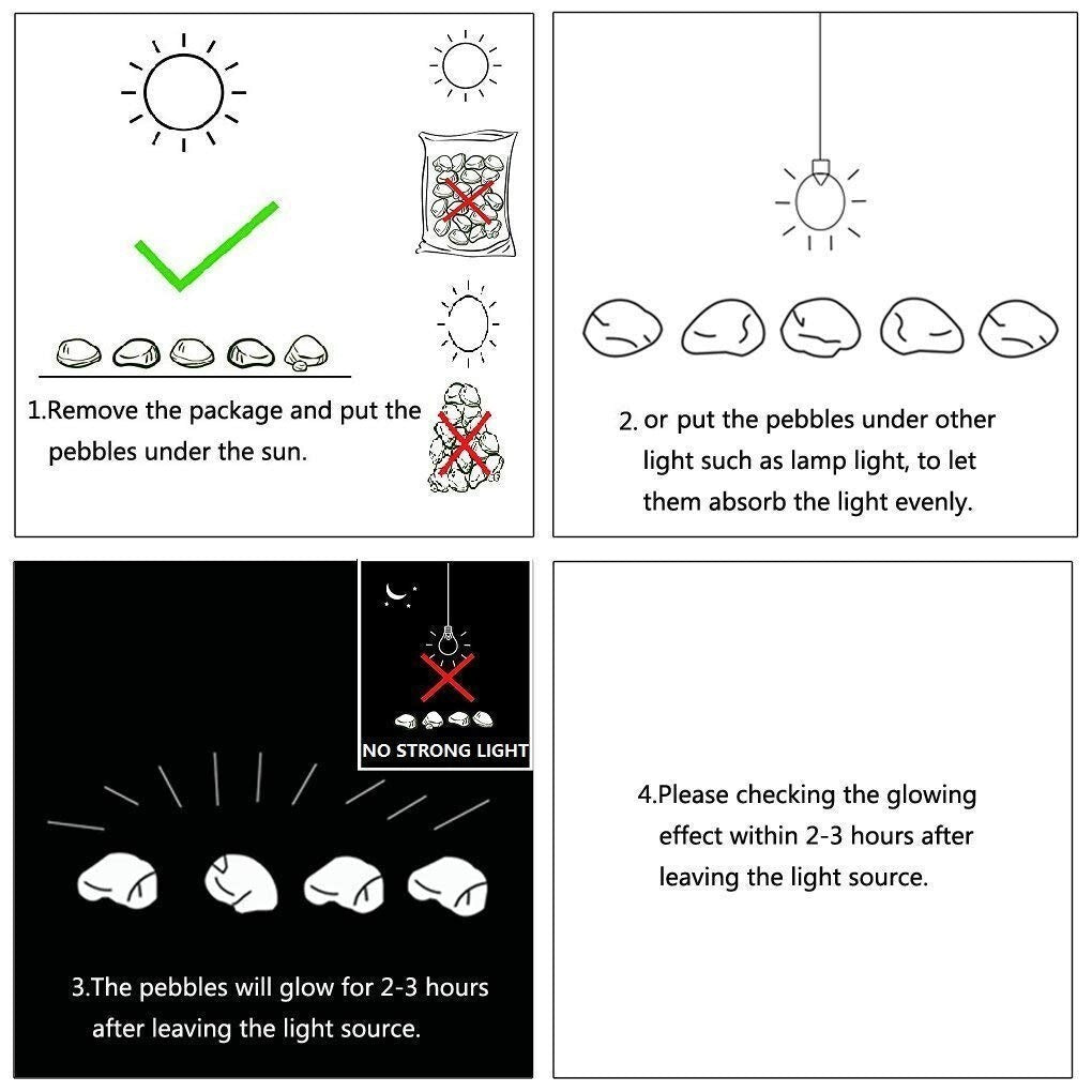 Eco-Friendly Glow in the Dark Stones - 2000 PCS for Enchanting Walkways & Yards