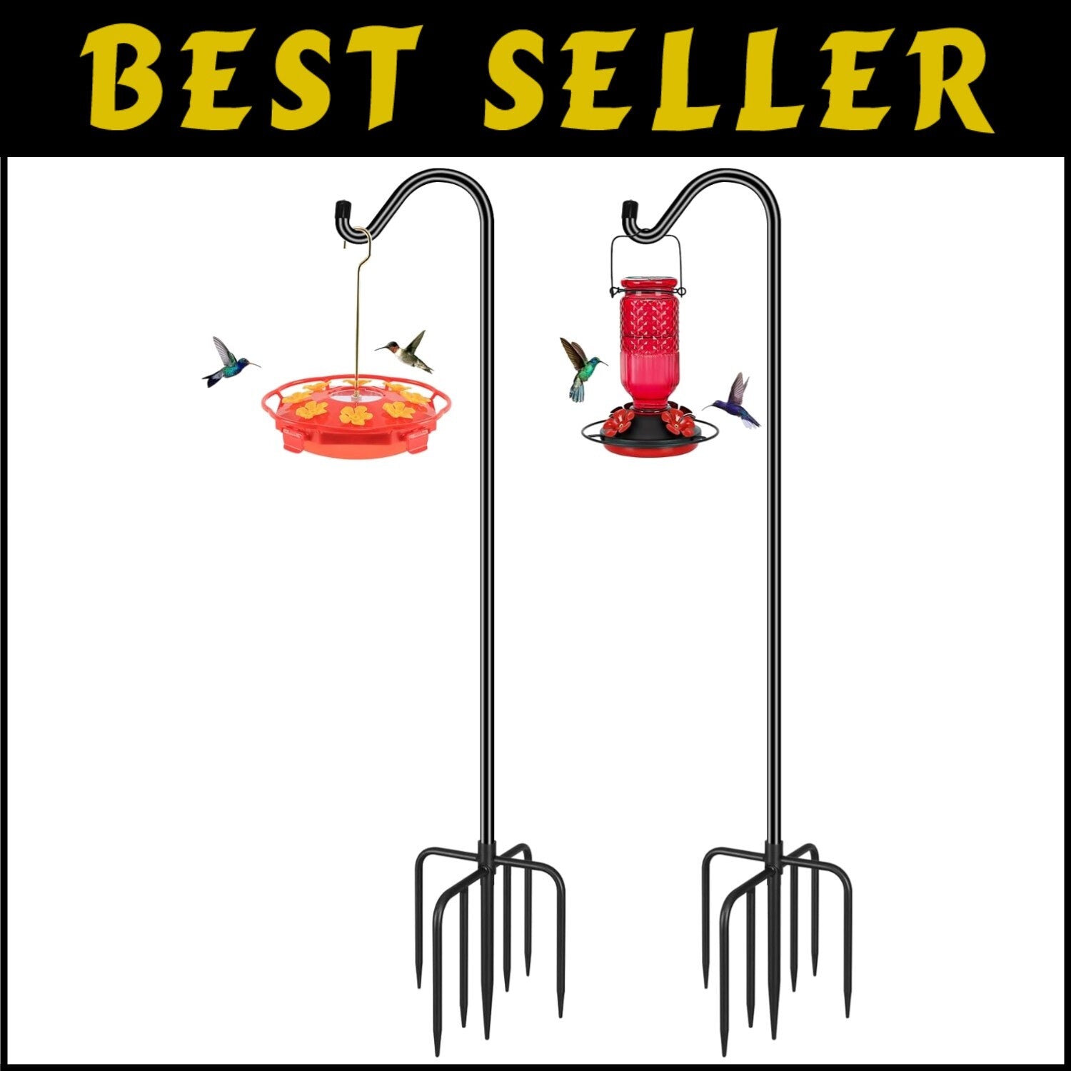 Sturdy Adjustable Shepherd Hooks - 76 Inches Tall for Plant Baskets & Lanterns