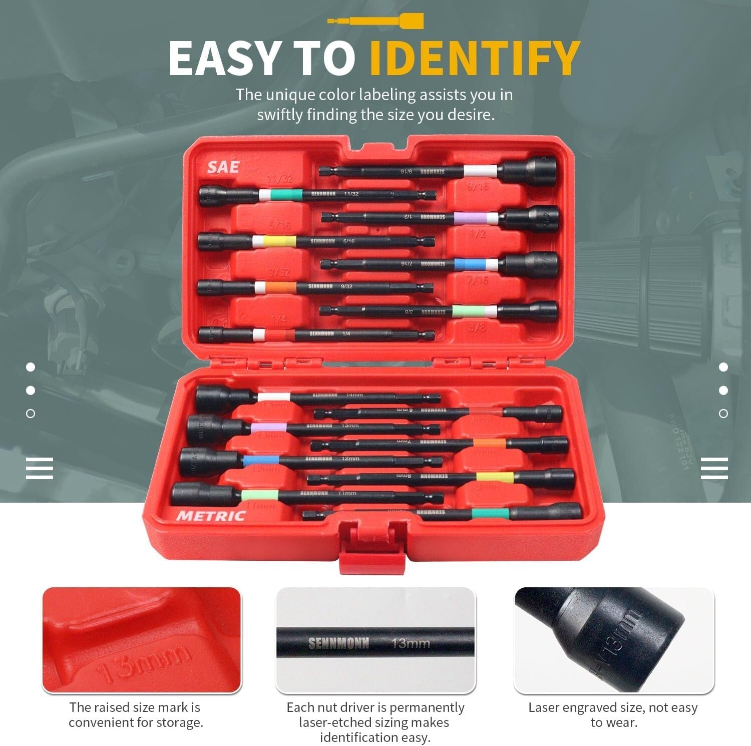 Durable 6-Inch Rainbow Magnetic Nut Driver Set – Ideal for Home & Auto Repairs