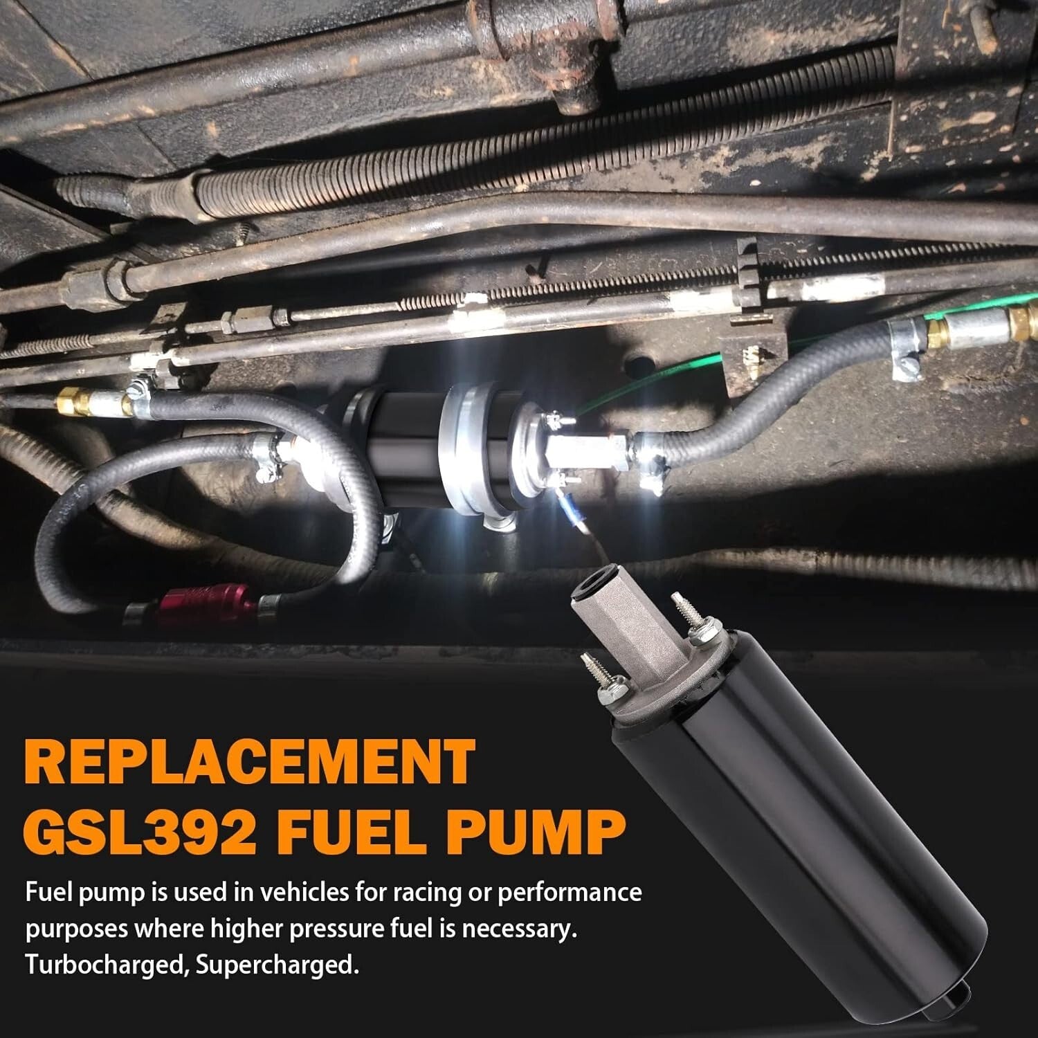 58 PSI EFI Fuel Pressure Regulator and 255LPH Inline Fuel Pump Kit with Fittings