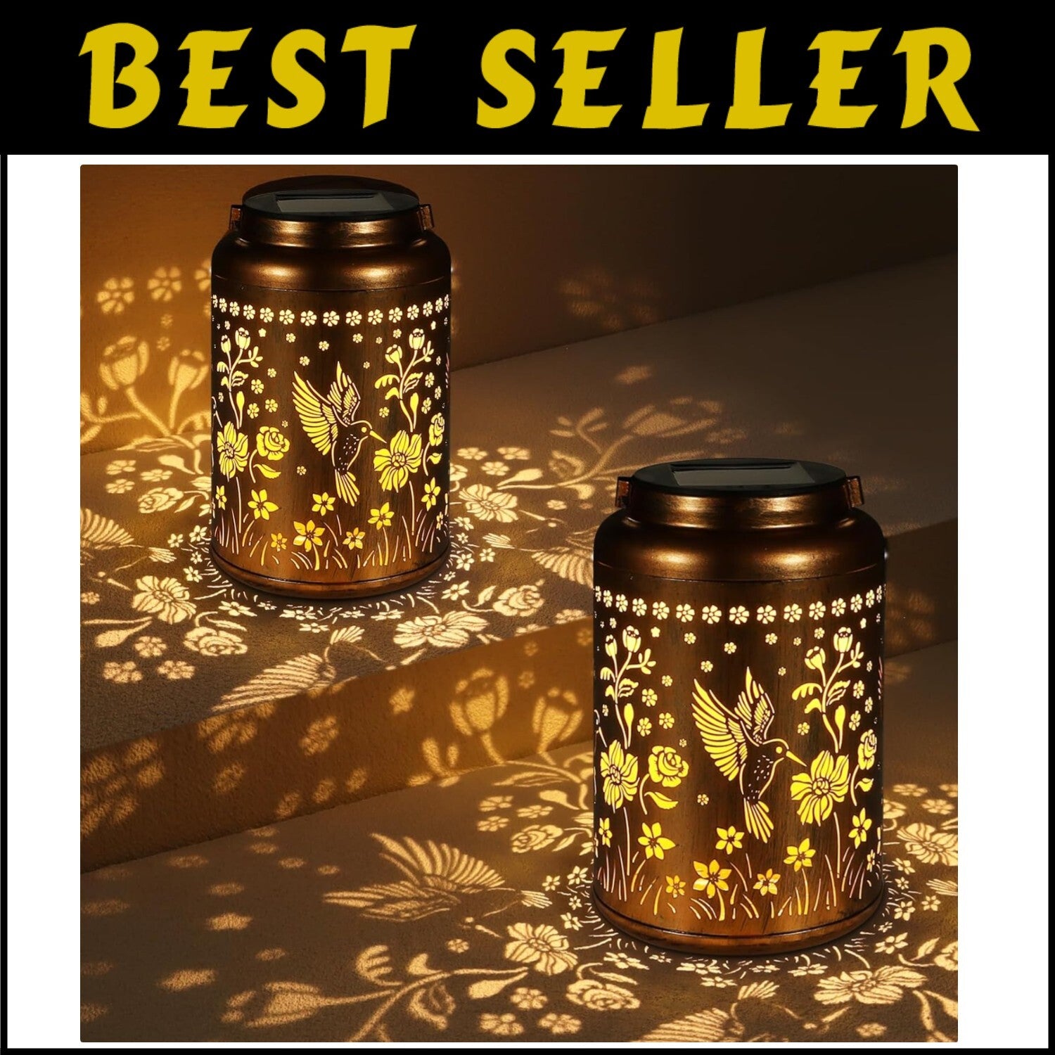 Waterproof Solar Lanterns - Hummingbird Hanging Lights for Garden Gifts 2PK
