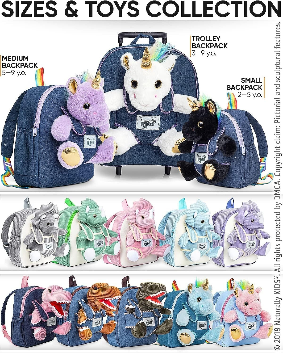 Medium Unicorn Toddler Backpack (11''h) with Removable Toy for Age 4-6 Girls