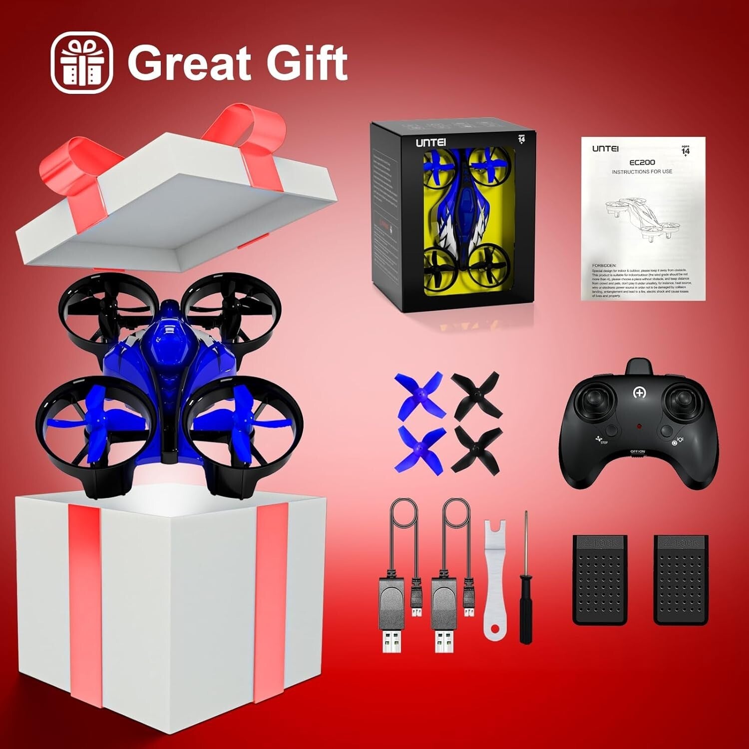 Exciting 2-in-1 Mini Drone & Racing Car for Kids - Remote Control Fun in Blue!