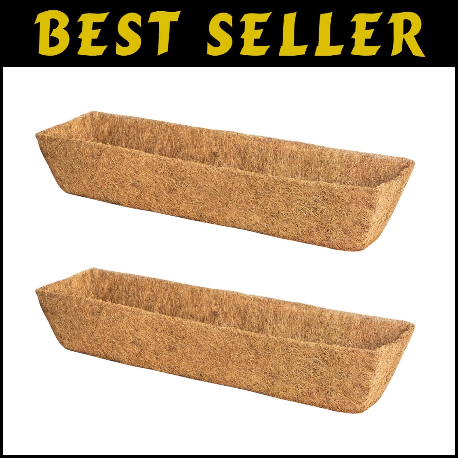 30-Inch Coco Fiber Liners for Window Box Planters - 2 Pack Plant Growth Support