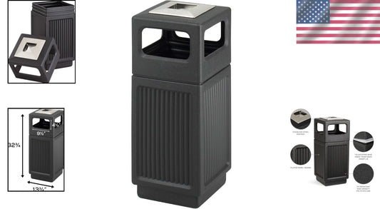 Durable 15 Gallon Commercial Trash Can and Ashtray for Elegant Waste Disposal