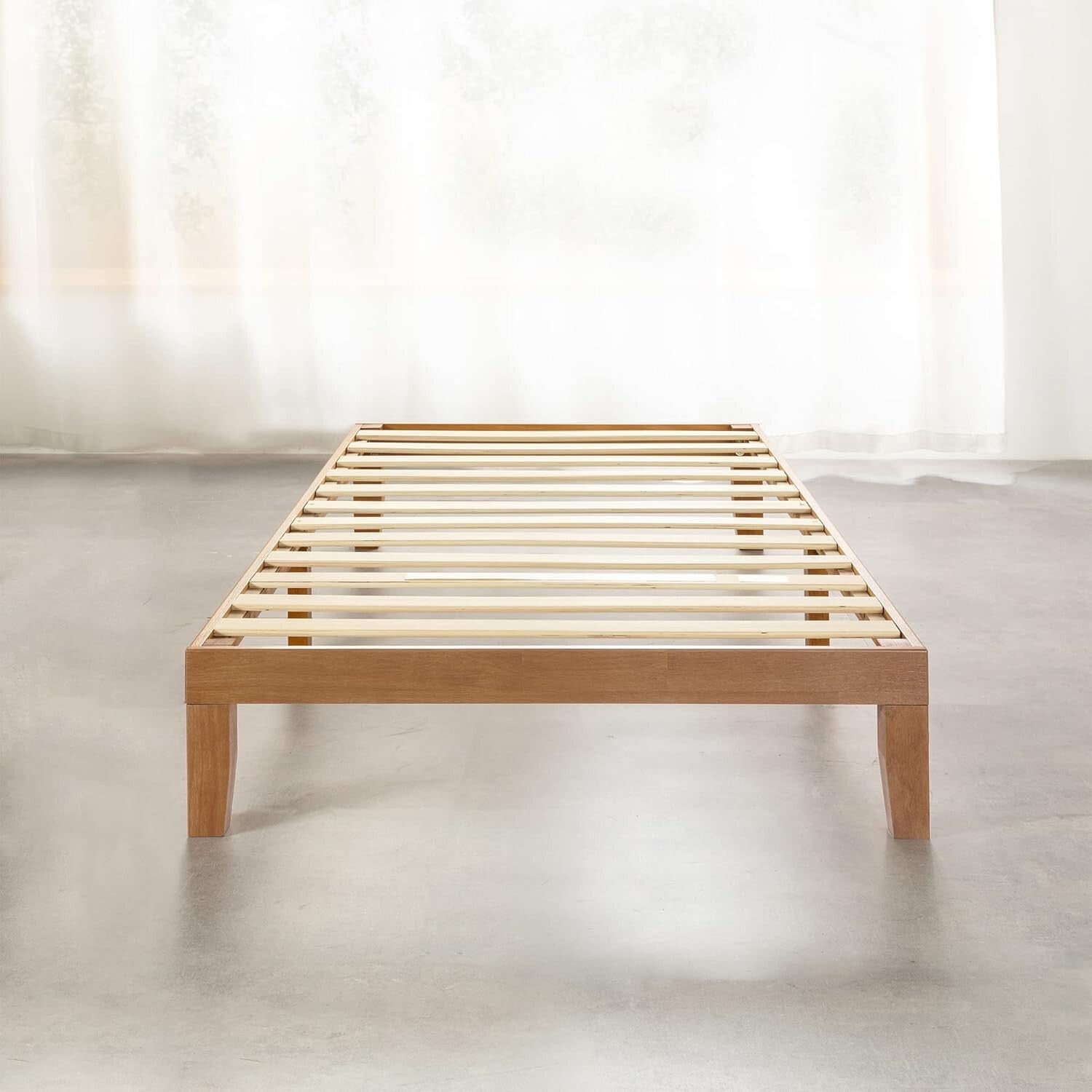 Classic 12-Inch Twin Platform Bed with Wooden Slats - Compact & Reliable