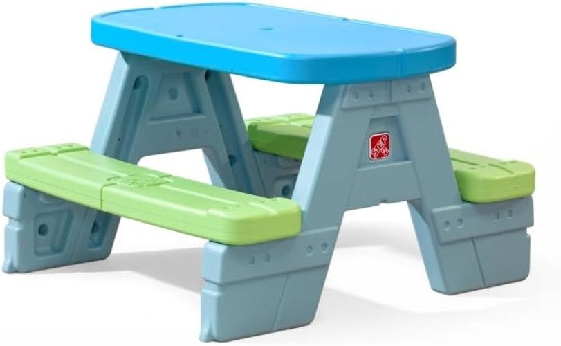 Durable Toddler Picnic Table with Sun-Blocking Umbrella - Spacious & Easy Clean