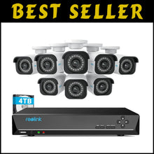 Load image into Gallery viewer, 8MP PoE Security Camera Set - Weatherproof 4K 24/7 Surveillance with App Control