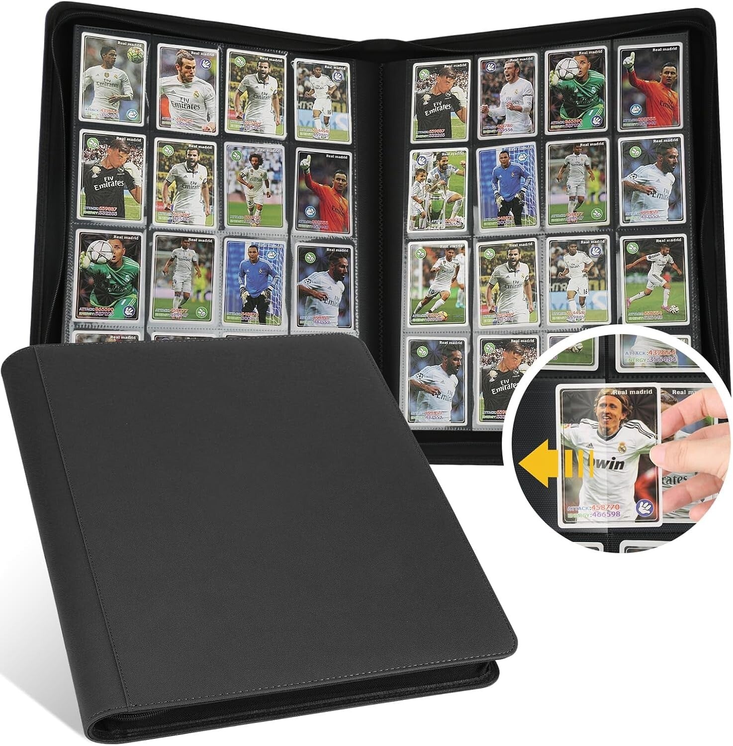 16-Pocket PU Leather Card Binder - Protect & Showcase 1000+ Trading Cards