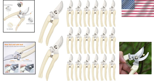 20-Piece Stainless Steel Pruning Shears Set with Ergonomic Grip for Gardeners