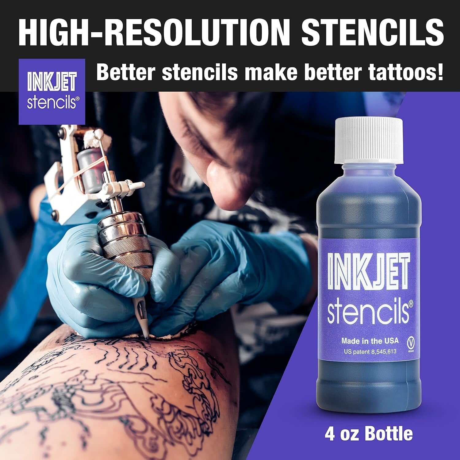 Violet Tattoo Stencil Ink, 4-Oz Bottle - Compatible with Epson EcoTank Printers