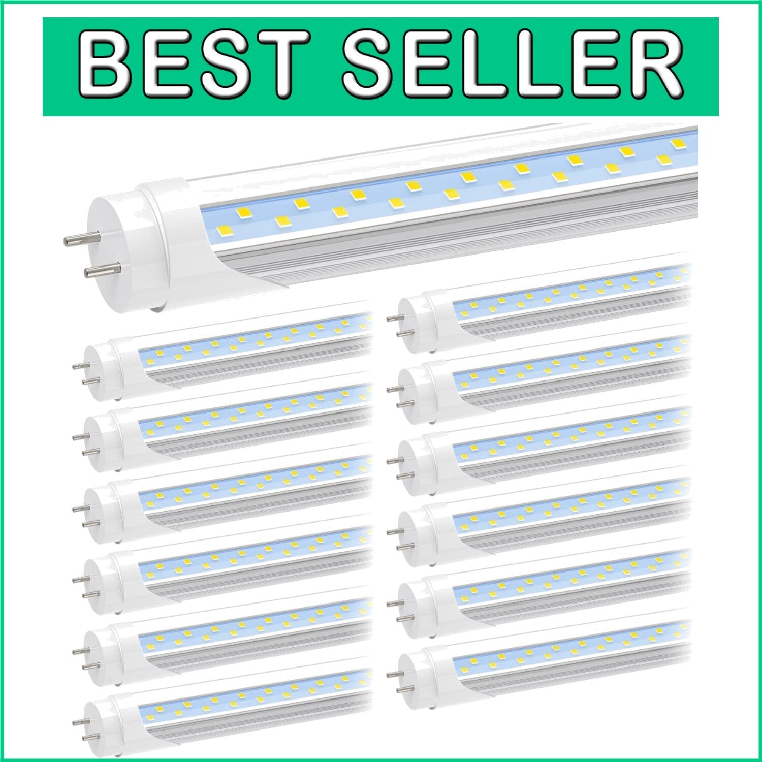 Durable 12-Pack 4FT LED Tube Lights, 24W | Shatterproof, Dual-End Powered