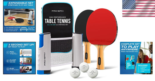 Portable All-in-One Ping Pong Set with Retractable Net - Perfect for Any Table