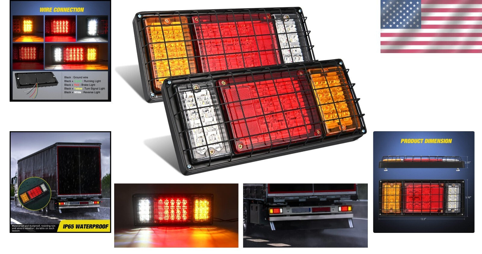 40 LED Waterproof Trailer Tail Light Kit - Clear Lens, Chrome Finish for 10-30V