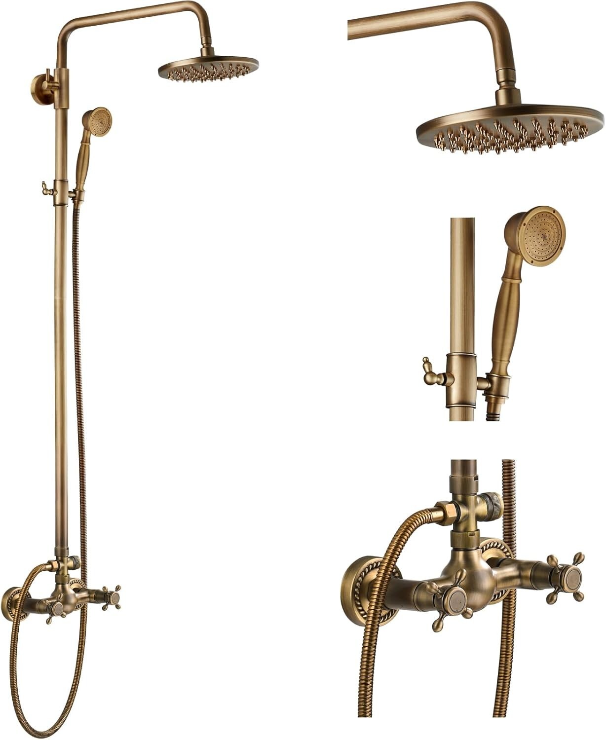 Elegant Bathroom Shower System - 8-Inch Rainfall & Handheld Brass Fixture