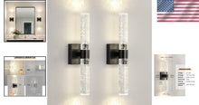 Load image into Gallery viewer, 16W Black and Crystal LED Wall Sconce Set - Sophisticated Illumination for Home