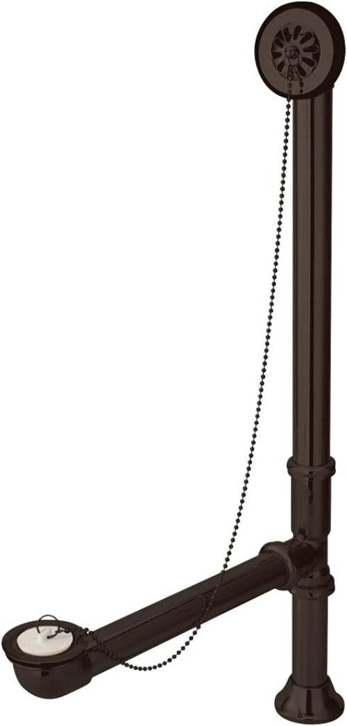 Durable 27" Oil Rubbed Bronze Bath Drain with Chain Plug for Clawfoot Tubs
