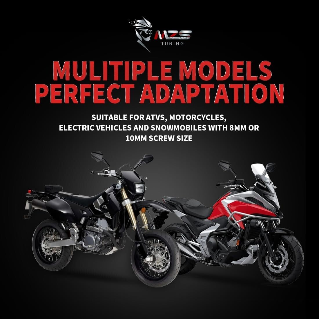 High-Definition Adjustable 10mm/8mm Motorcycle Mirrors for Enhanced Visibility