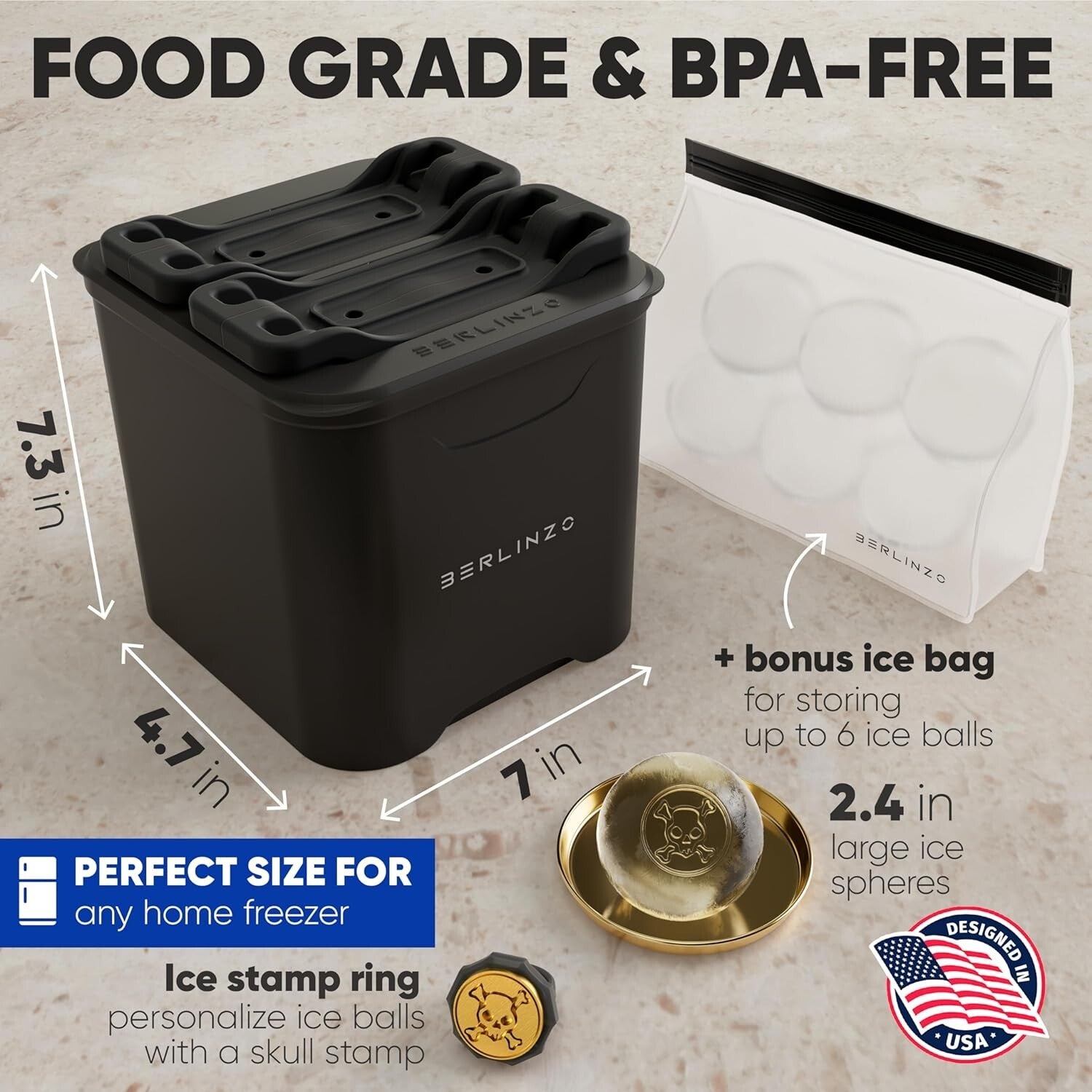 Deluxe Ice Ball Maker - 2.4-Inch Clear Ice Spheres for Perfect Whiskey Cocktails