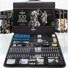 Load image into Gallery viewer, All-Inclusive 100-Piece Graphite, Charcoal &amp; Pastel Sketching Kit for Pros