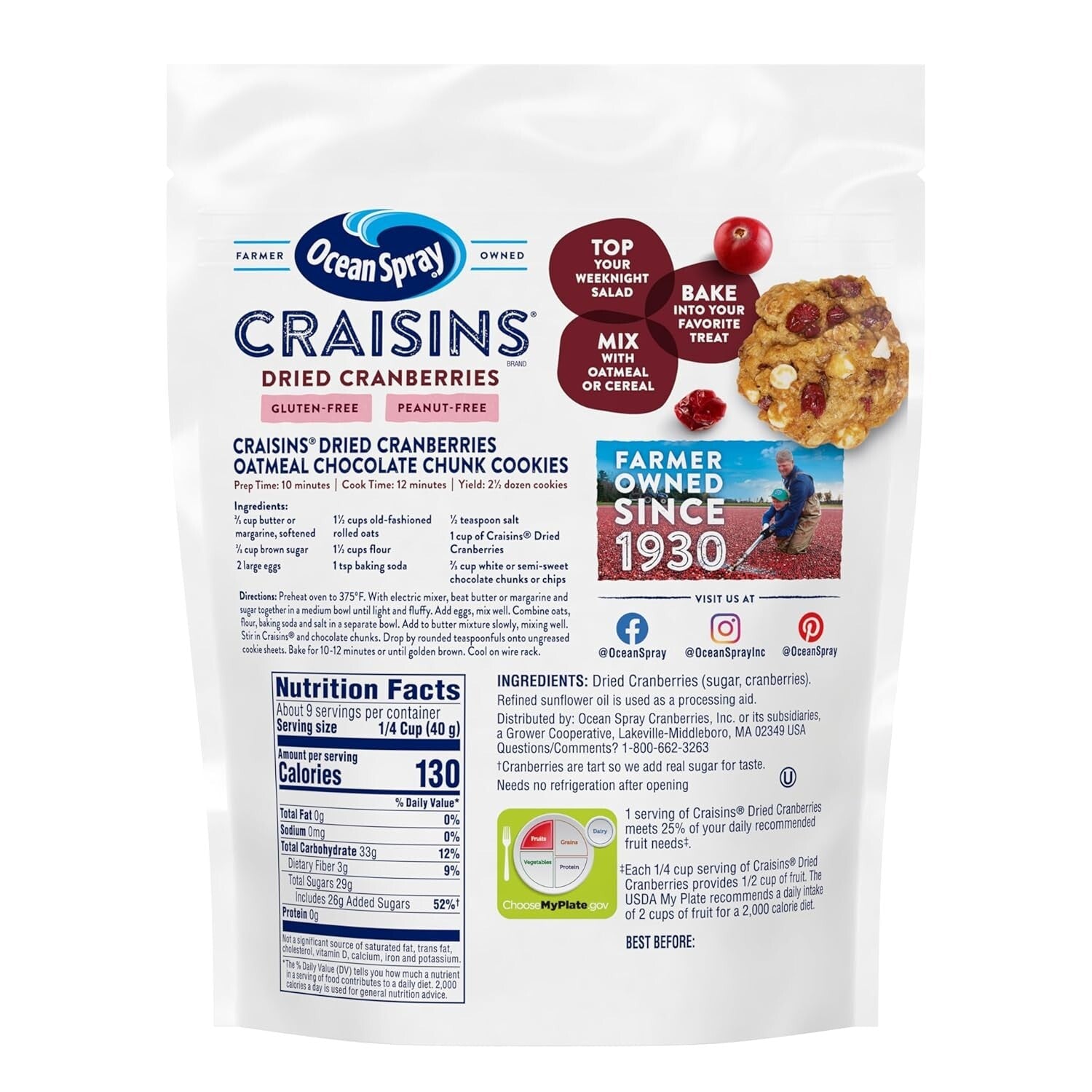 Craisins Original Dried Cranberries – 100% North American, 12 Ounce Pack of 12