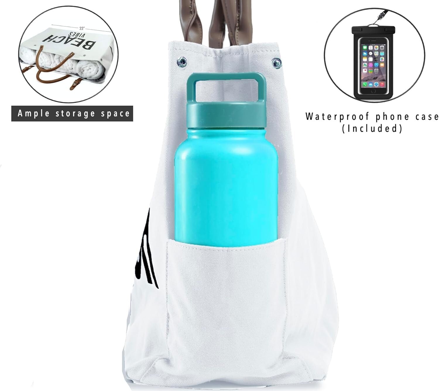 Versatile Waterproof Beach Bag with Ample Space and Easy Carry Handle for Women
