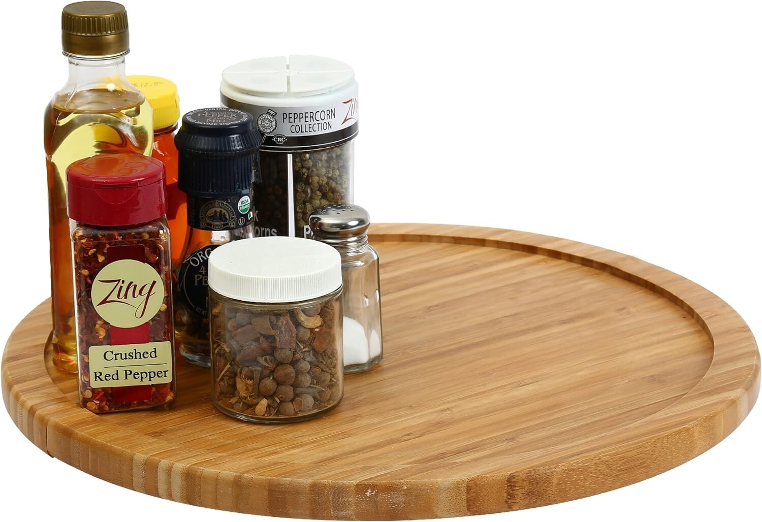 Versatile 14-Inch Bamboo Turntable - Non-Skid Solution for Home Organization