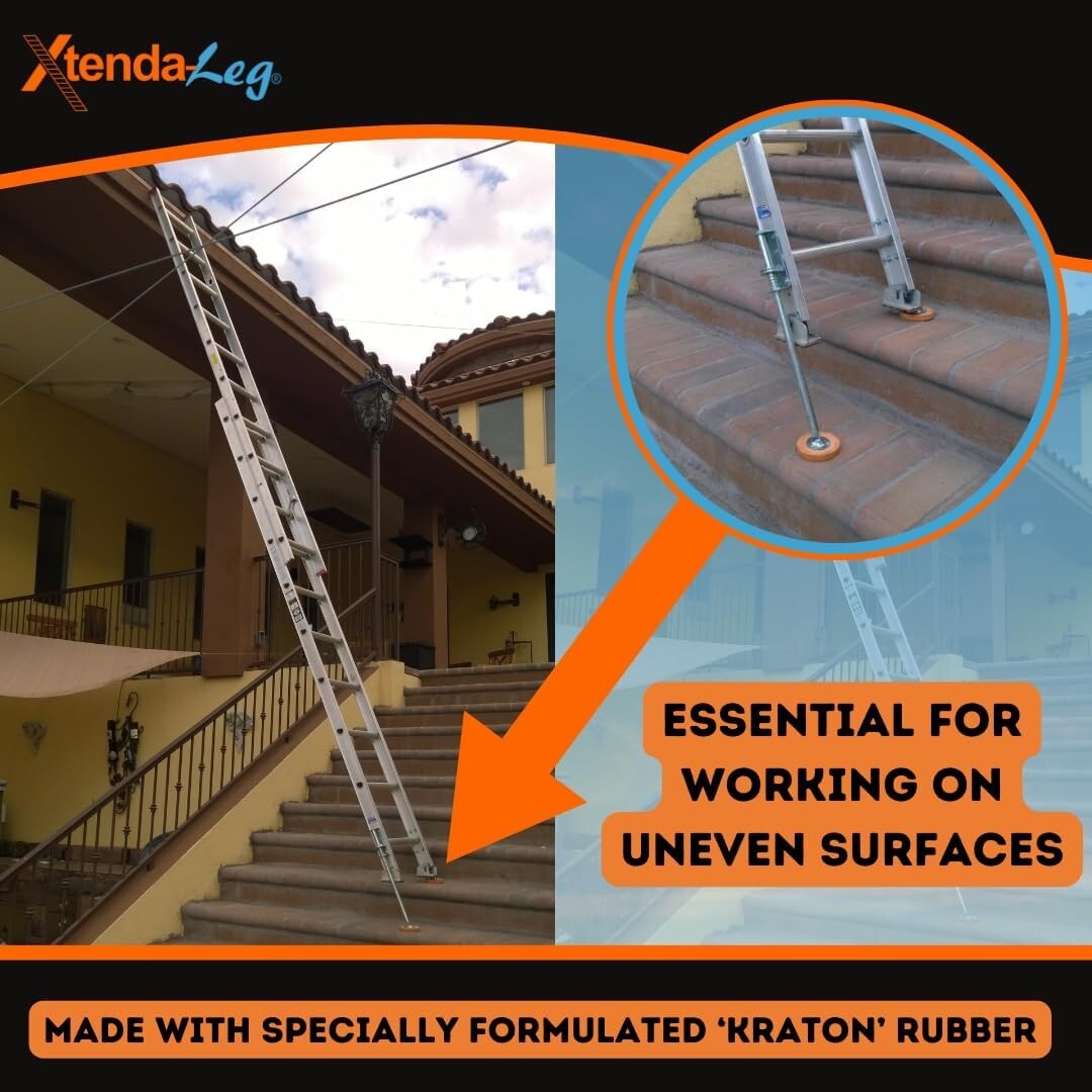 Easy Install Ladder Stabilizer with Rubber Feet - OSHA Approved Safety Accessory