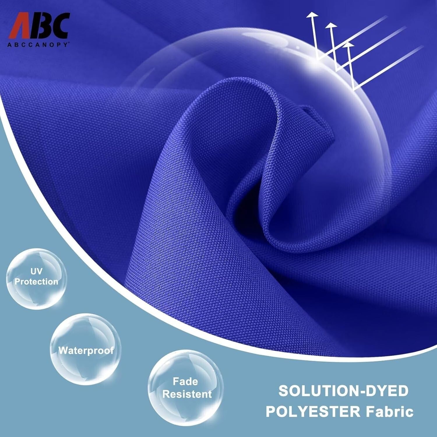 Durable Royal Blue Patio Umbrella with 32 Solar LED Lights - Effortless Shade