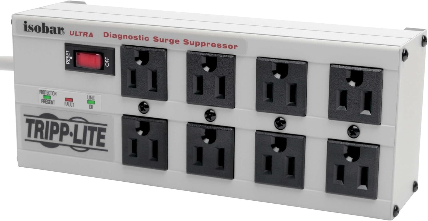 25ft Surge Protector Power Strip - 8 Outlets, Metal Housing & Lifetime Insurance