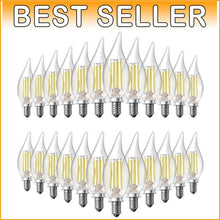 Load image into Gallery viewer, 24 Pack E12 LED Candelabra Light Bulbs - 5.5W Dimmable with Vintage Flame Tip