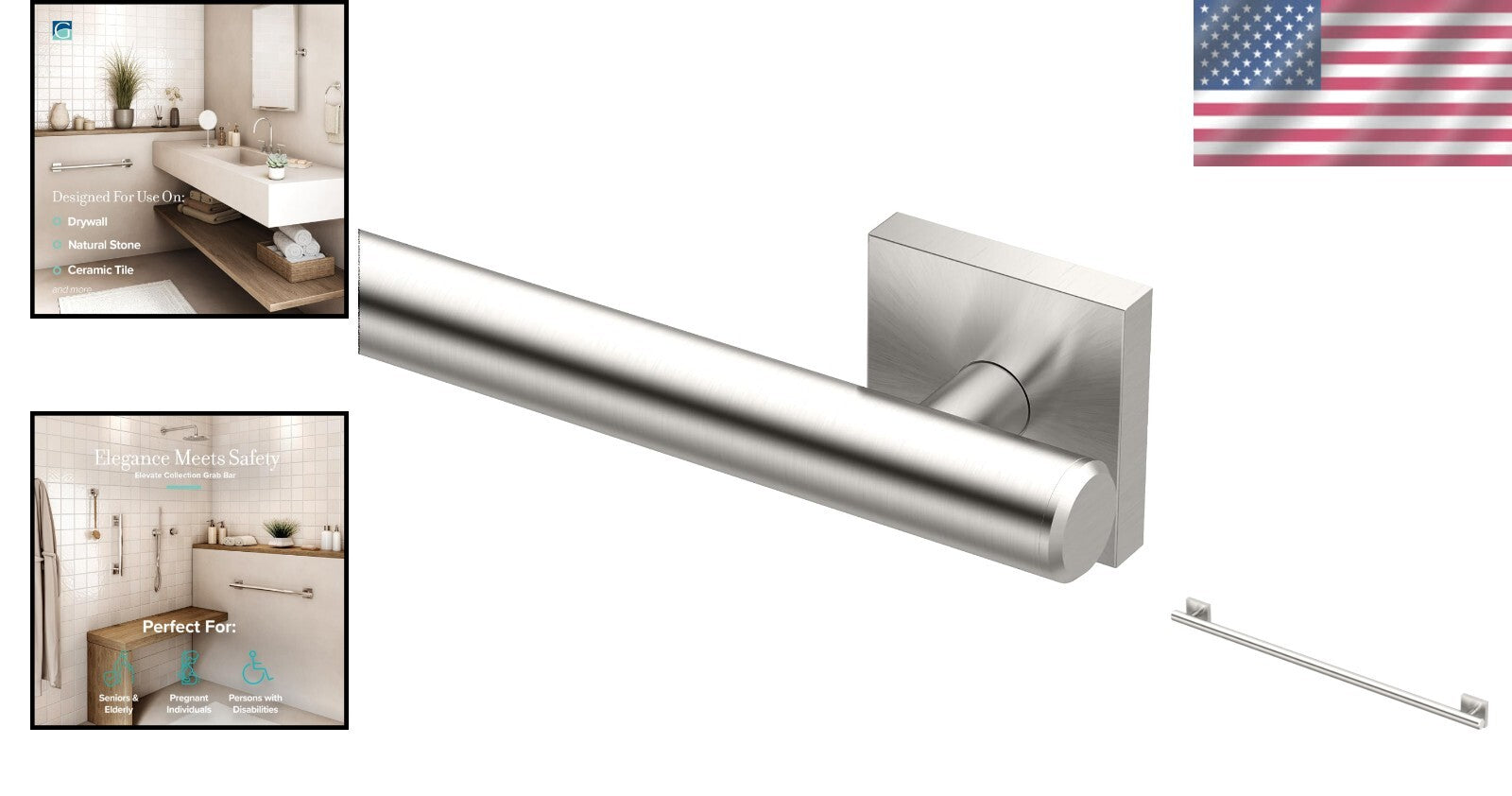 Durable 36 Inch Satin Nickel Stainless Steel Grab Bar - Style Meets Safety