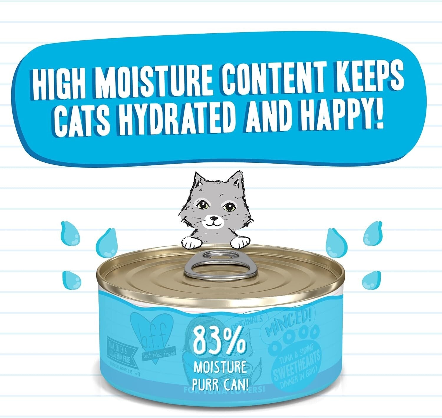 B.F.F. Grain-Free Tuna & Shrimp Cat Food, 5.5oz Pack of 24 for Feline Love