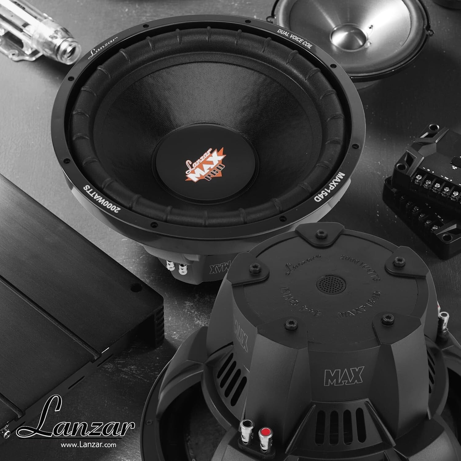 High-Performance 15" Car Subwoofer - Black Non-Pressed Cone & Remote Control