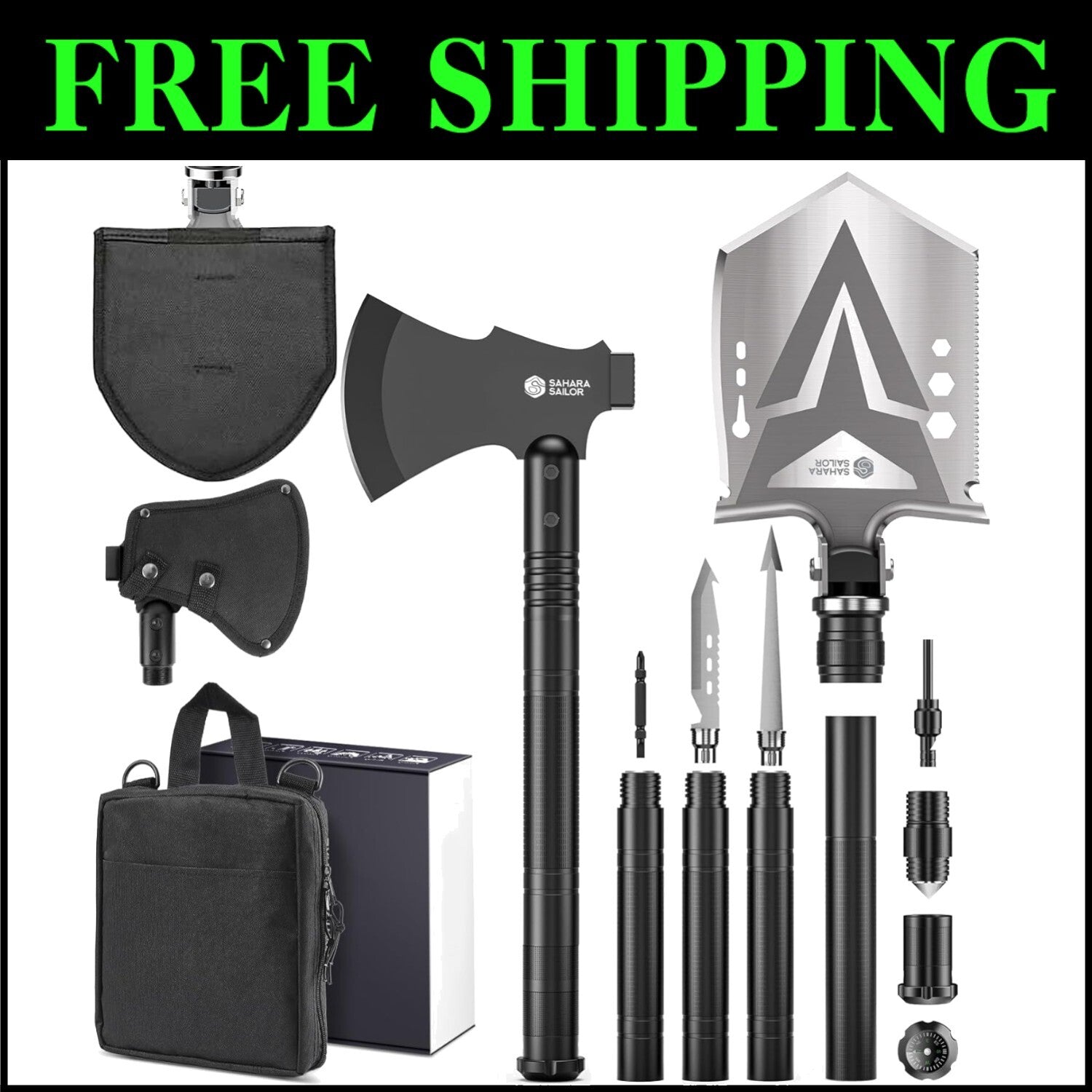 Compact High Carbon Steel Camping Axe with Extendable Handle - Versatile Gear