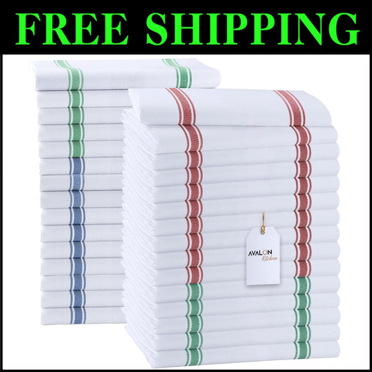 Value Pack of 30 Multi-Color 15x25 Inch Cotton Kitchen Towels - Soft & Absorbent