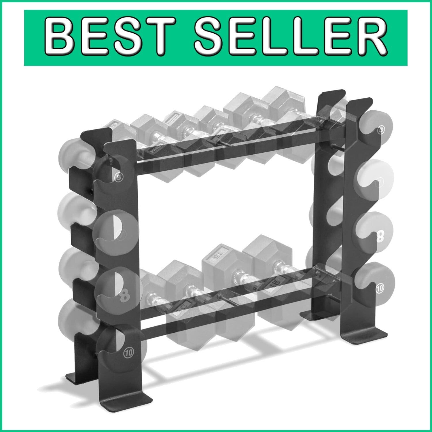 Ergonomic Steel Weight Organizer for Dumbbells & Kettlebells - 400 lb Capacity