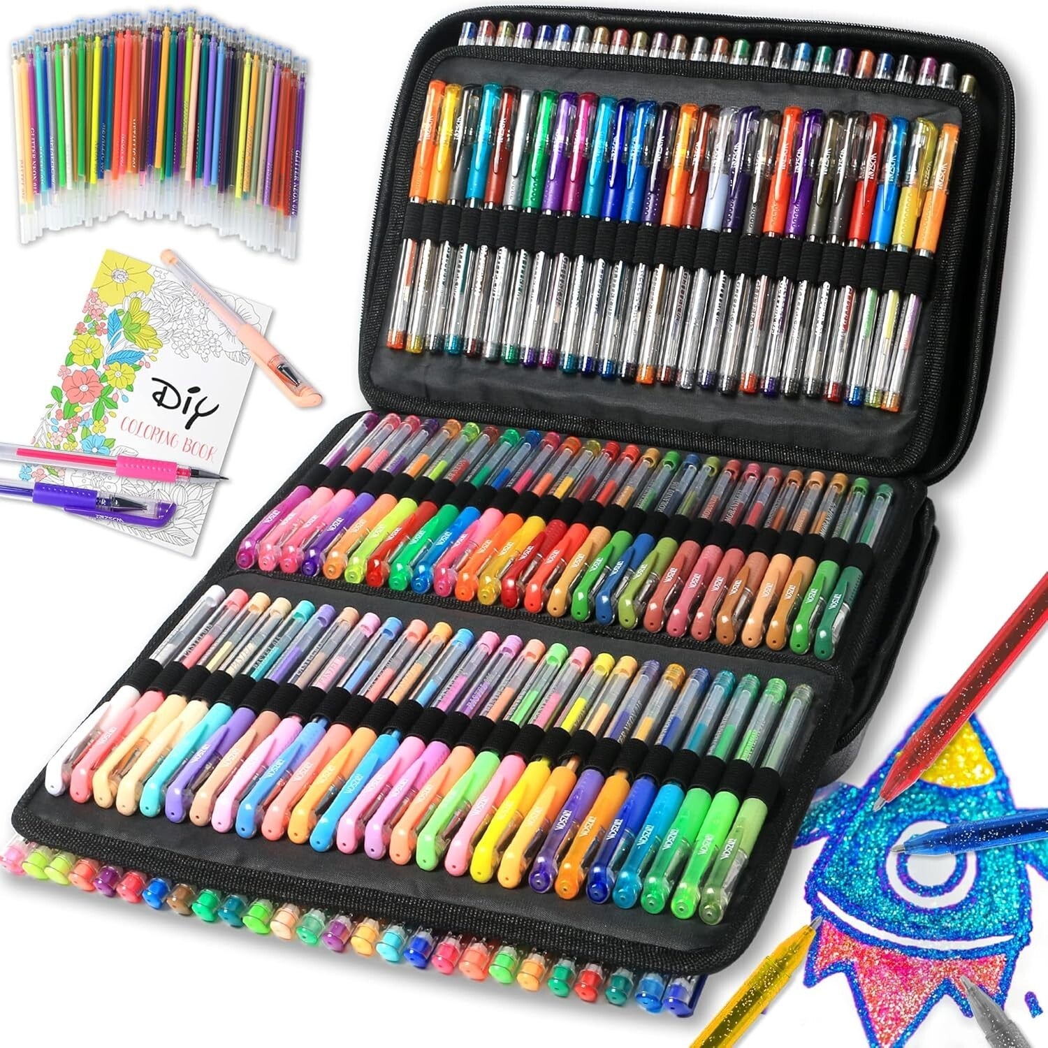 320-Piece Gel Pen Set: 160 Colors with Metallic & Glitter Options for Artists