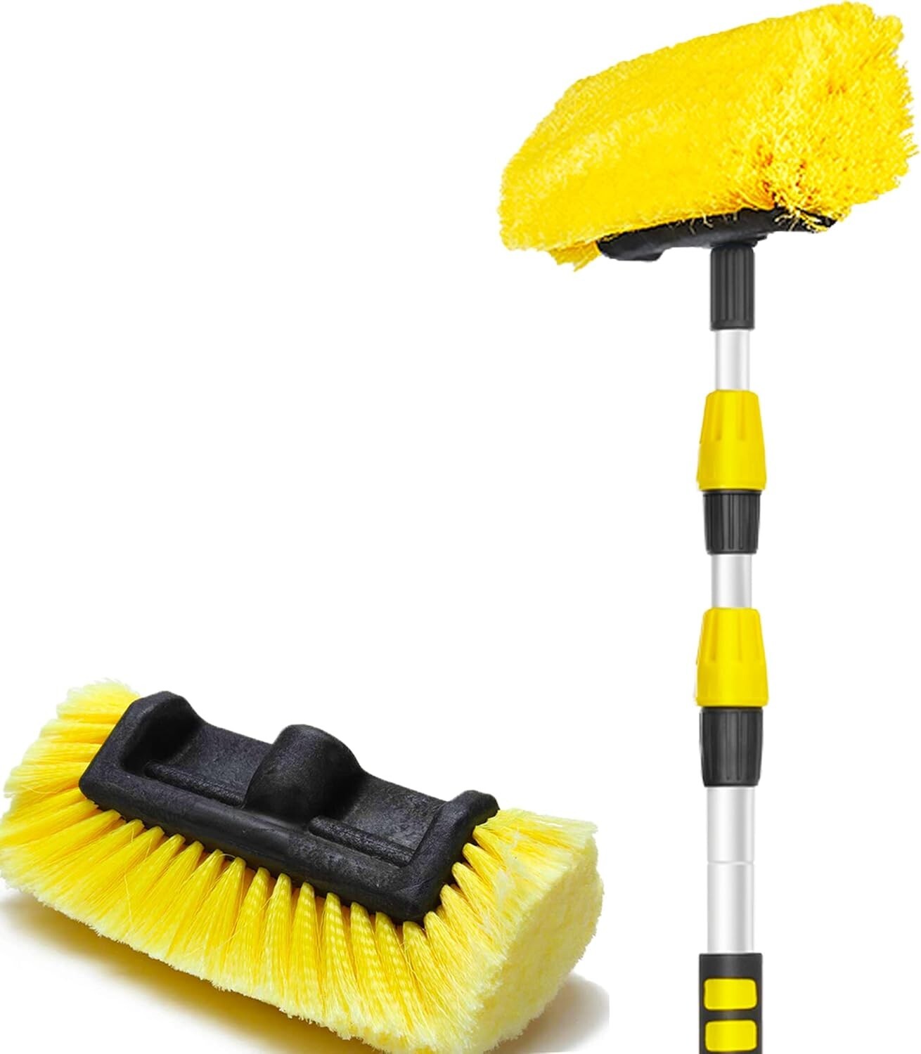 Extendable 11-Foot Car Wash Brush - Multi-Purpose Soft Bristles for All Surfaces