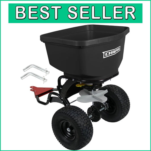 2.2 Cu Ft Tow Behind Spreader: Auto-Stop Dual Impeller & Heavy-Duty Tires