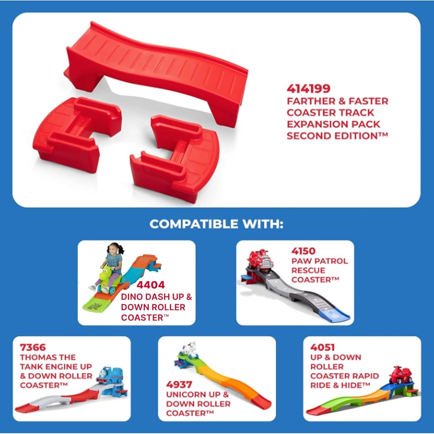 Farther & Faster 3ft Coaster Track Expansion Pack for Kids’ Roller Coaster Fun