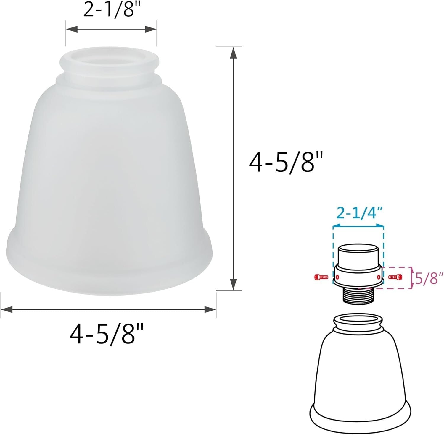 Durable 4-Pack Frosted Glass Shades for Ceiling & Pendant Lamps - Transitional