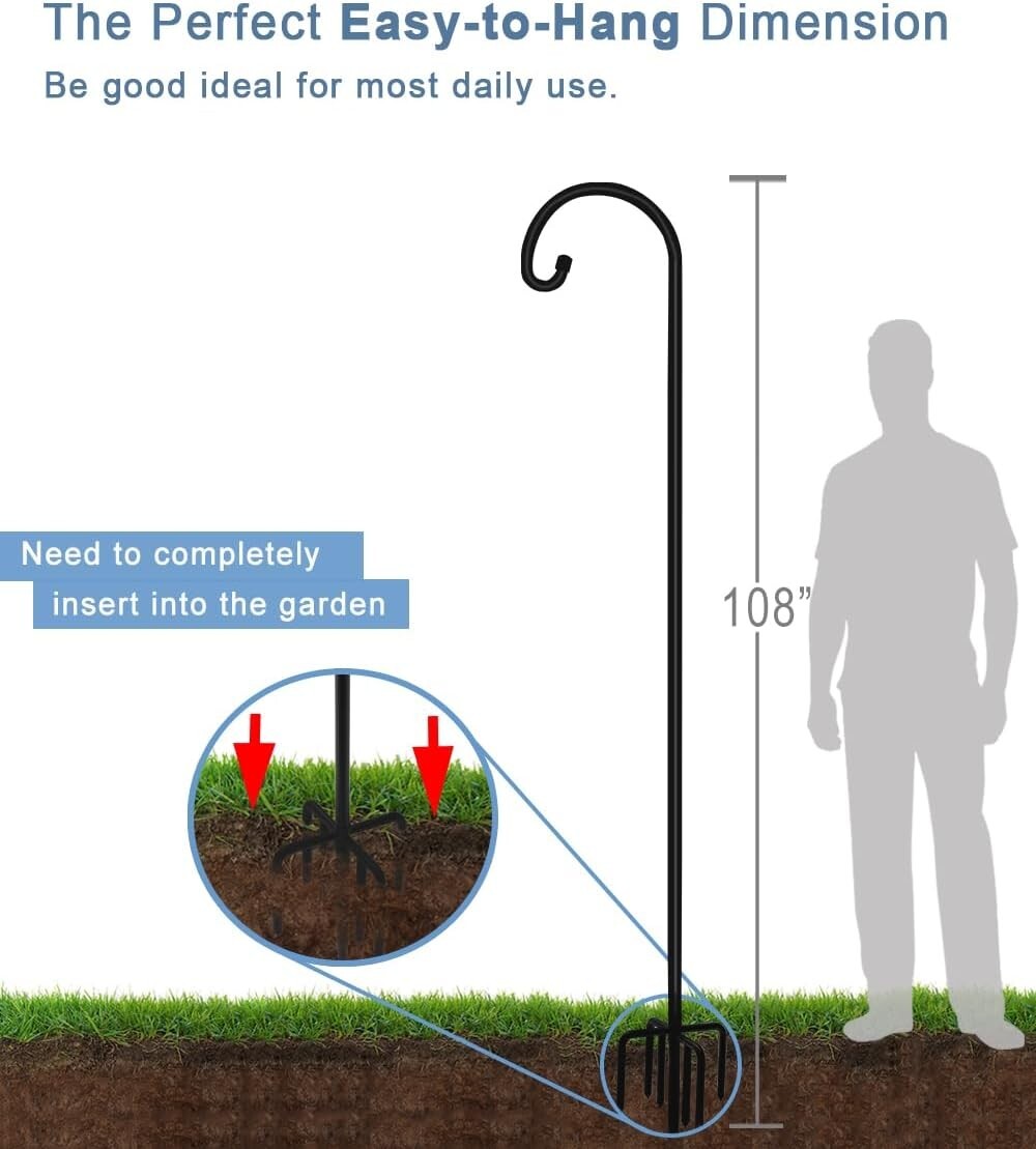 Sturdy 108-Inch Adjustable Shepherd Hook for Weddings & Outdoor Displays