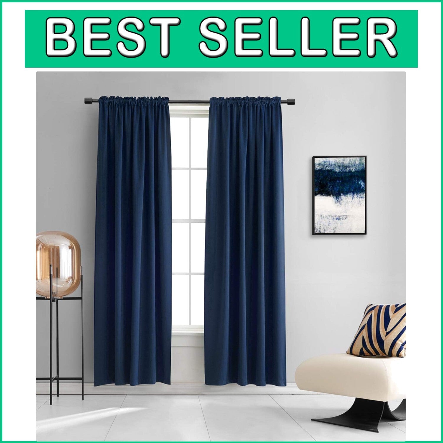Elegant Navy Blue Blackout Drapes 84” Long, 60” Wide - Perfect for Modern Rooms