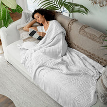 Load image into Gallery viewer, Quilted Muslin Cotton 90" x 66" Throw Blanket - Cozy &amp; Stylish for All Seasons