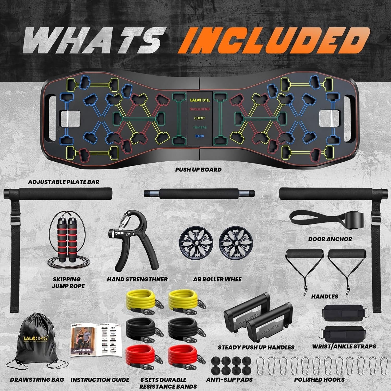 Ultimate Portable push Up Board with Resistance Bands for Chest & Back Training