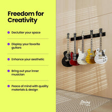 Load image into Gallery viewer, Premium 5-Guitar Wall Mount with Adjustable Slatwall Rails for Elegant Display