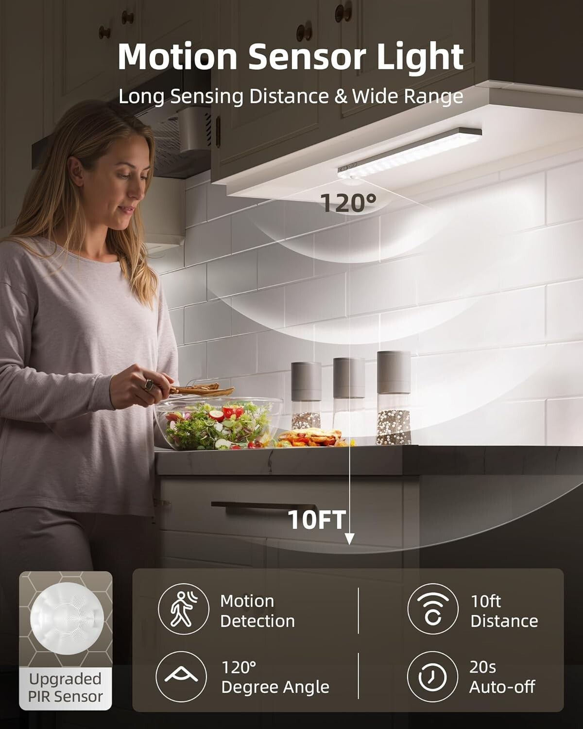 6-Pack Rechargeable Motion Sensor Under Cabinet Lights with Remote Control