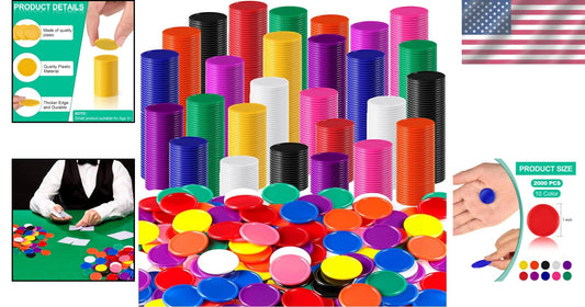 Engaging 1-Inch Bingo Chips - 2000 Colorful Disks for Math Practice & Games